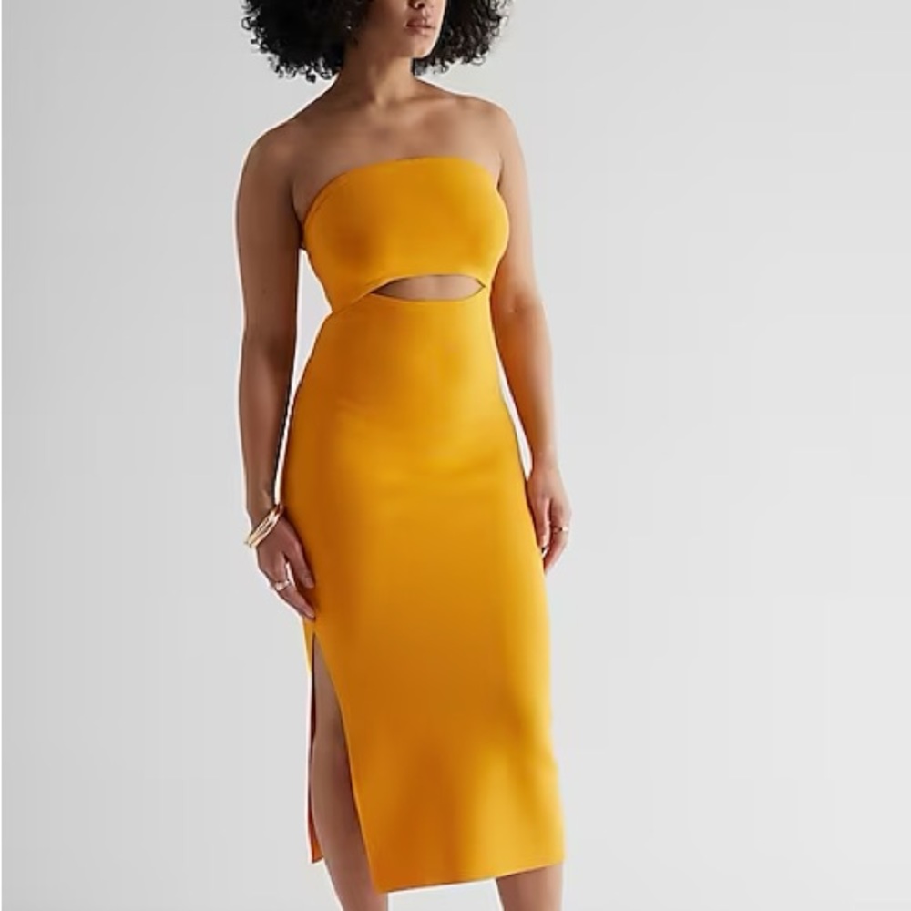 🍊 NWT Express Body Contour Strapless Cutout Midi 🍊